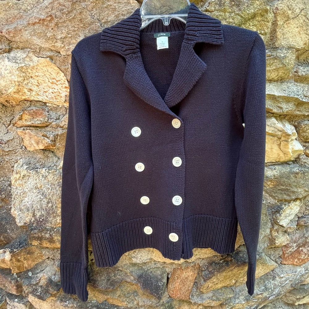 J Crew Navy Double breasted Sweater M